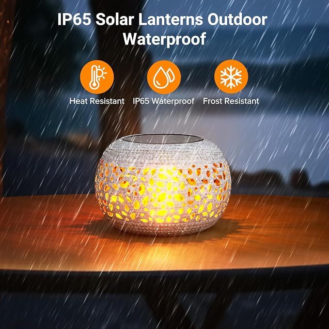 Solar Lanterns Outdoor Waterproof Table Lights: Upgraded Solar Flame Lantern - Image 3