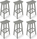 Outdoor Bar Stools Set of 6, 29 Inch All-Weather HDPE Bar Height Chairs by KULAMOONLIFEHOUSE