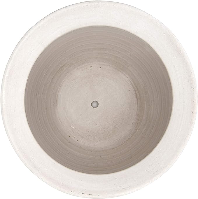 Creative Co-Op Large Matte White Embossed Stoneware Planter - Image 4