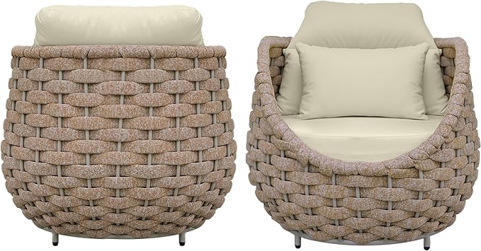 TWT 4 Pieces Patio Sofas, All-Weather Teslin Rope Balcony Furniture - Image 8