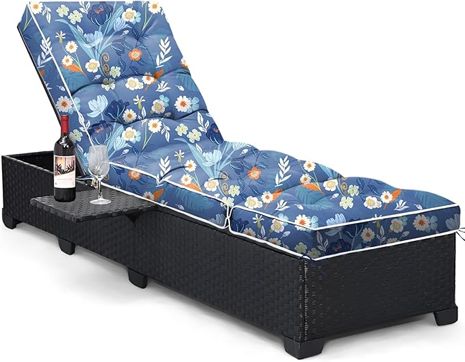 Outdoor Chaise Lounge Chair Cushion, Waterproof Non-Slip Patio Chaise Lounge by Tycdiose