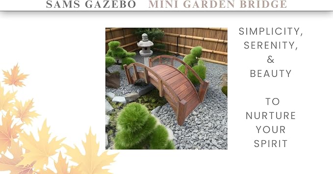 SamsGazebos Miniature Japanese Wood Garden Bridge, Made in USA - Image 8