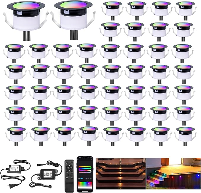 FVTLED LED Deck Lights Kit, Φ1.22 Low Voltage WiFi Pixel RGBW+IC Multi-Color by FVTLED