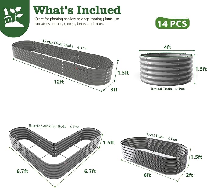 A ANLEOLIFE Set of 14 18 Inch Tall Raised Garden Beds Kit, Heart-Shaped - Image 2