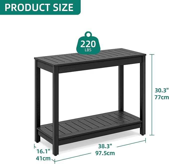 YITAHOME 38.3" Patio Bar Table Entry Console Table, 2-Shelf HIPS Indoor Outdoor - Image 3