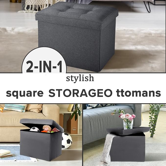 LINMAGCO Small Storage Ottoman Stool Foot Rest Stool Under Desk Stool Short - Image 7