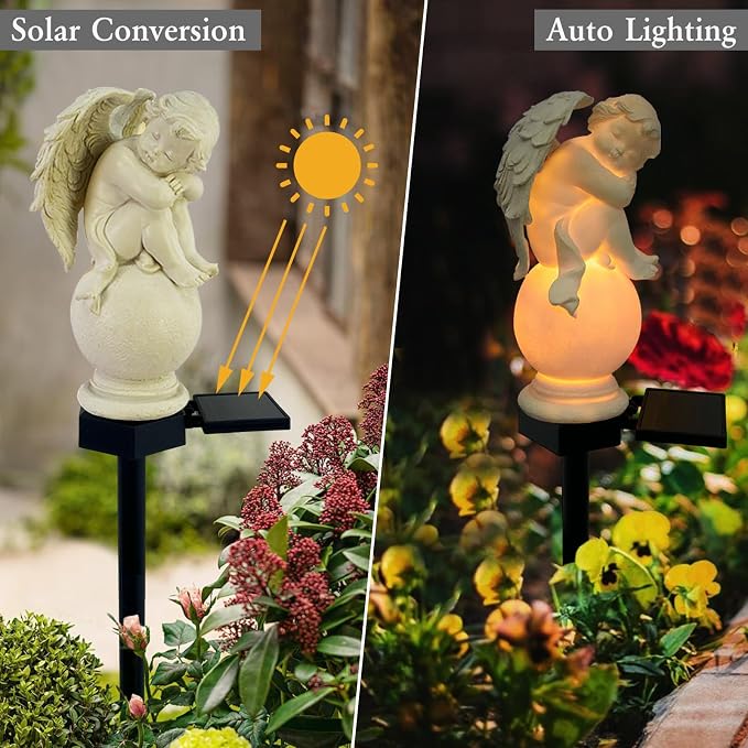 Solar Garden Angel Lights, Waterproof Outdoor Garden Angels Statue Decorations - Image 6