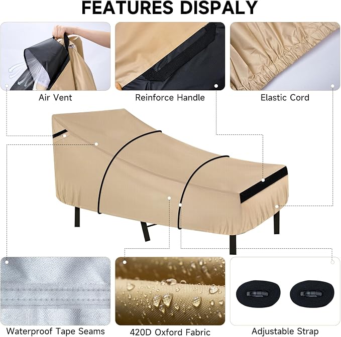 NEVERLAND Waterproof Patio Lounge Chair Cover, Outdoor Chaise Lounge Covers - Image 2