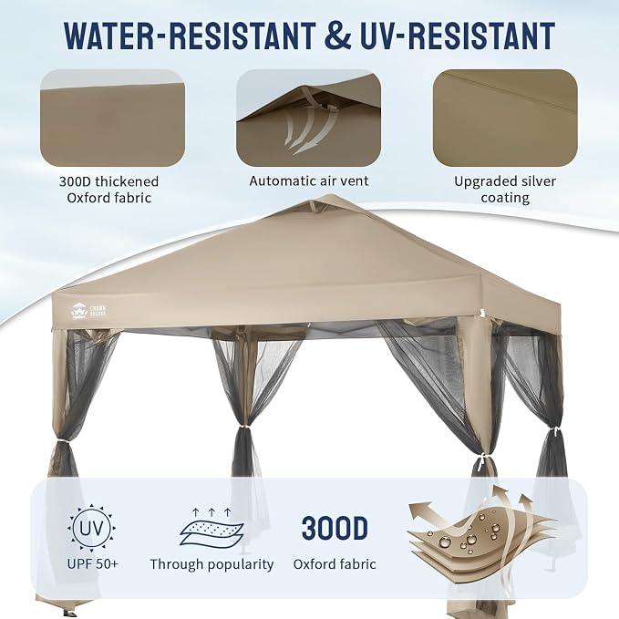 CROWN SHADES Gazebo 10x10 Pop Up Canopy - Image 4