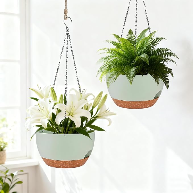Set of 4-8 Inch Self Watering Hanging Planters - Image 5