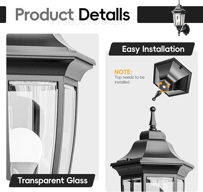 EMART Dusk to Dawn Outdoor Porch Light, Exterior Anti-Corrosion, Waterproof - Image 5