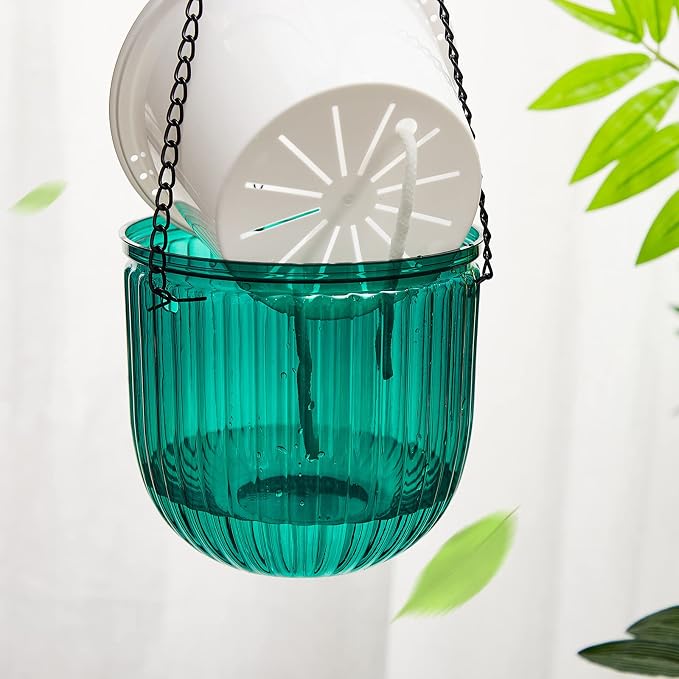 Meanplan 4 Pcs Self Watering Hanging Planter Indoor 6.5 Inch Hanging Baskets - Image 5