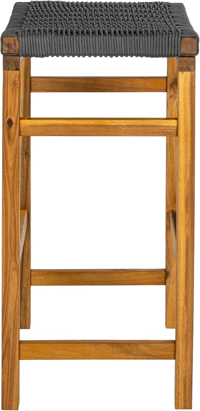 JONATHAN Y BSL1201B-SET2 Armand 30" Modern Coastal Backless Acacia Wood Outdoor - Image 6