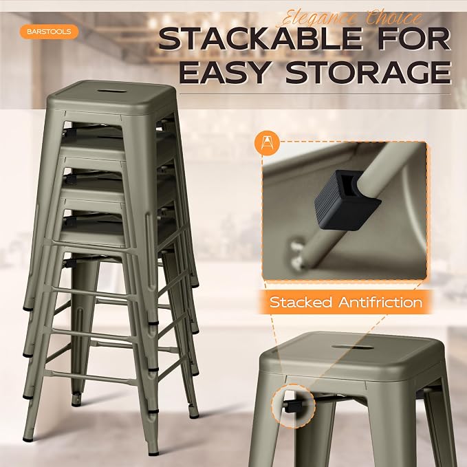 Furmax 24 Inch Metal Bar Stools Set of 4, Counter Height Bar Stools Height High - Image 5