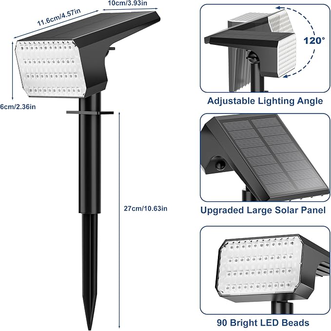 LANSOW Solar Spot Lights Outdoor Color Changing, LED Solar Powered Flood Lights - Image 8