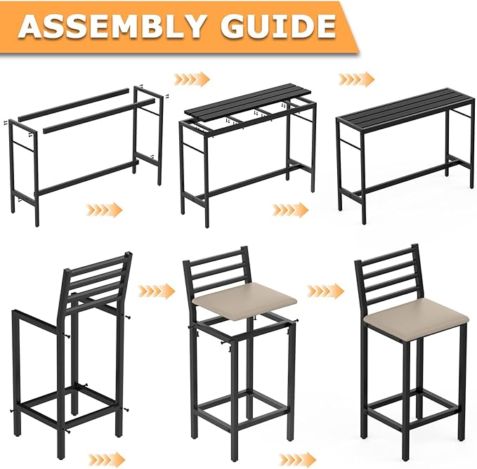 5 Piece Outdoor Patio Bar Set, 4 Cushioned 41" Bar Stools Modern Metal Outdoor - Image 2