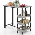 Tangkula 43.5” Outdoor Bar Table, Wicker Bar Height Dining Table w/Tempered by TANGKULA