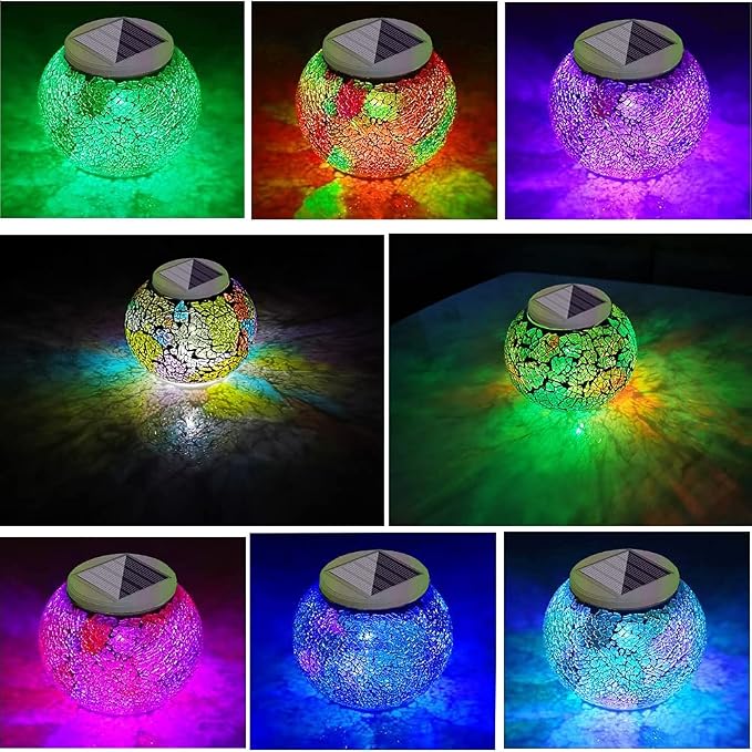 Aukora Color Changing Solar Powered Glass Ball Garden Lights, Solar Lantern - Image 2