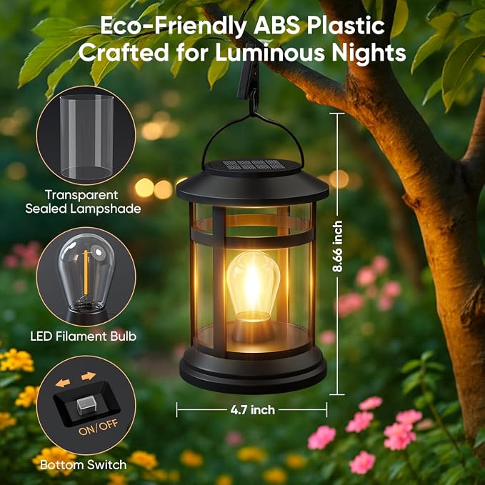 Solar Lanterns Outdoor Waterproof: 1 Pack Hanging Solar Lights - Image 2