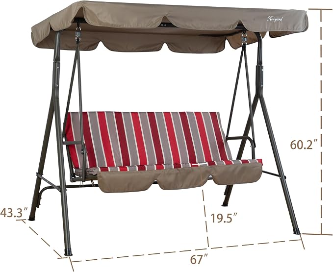 Kozyard Alicia 3-Seat Patio Swing, Outdoor Canopy Swing - Image 4