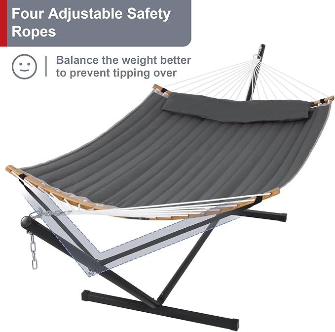 55in Hammock with Stand, Heavy Duty Hammock with Stand Included, Two Person - Image 3