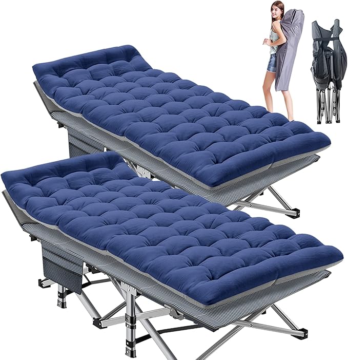 ABORON Camping Cot for Adult 28" Extra Wide, 2PK Heavy-Duty 1200D Oxford Cot by ABORON