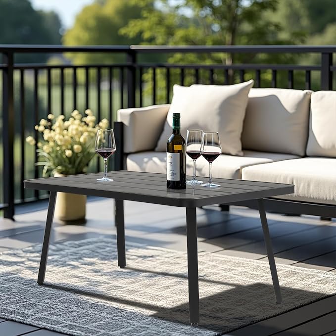 VINGLI Small Steel Outdoor Patio Coffee Table, Weather Resistant Metal Outdoor - Image 2