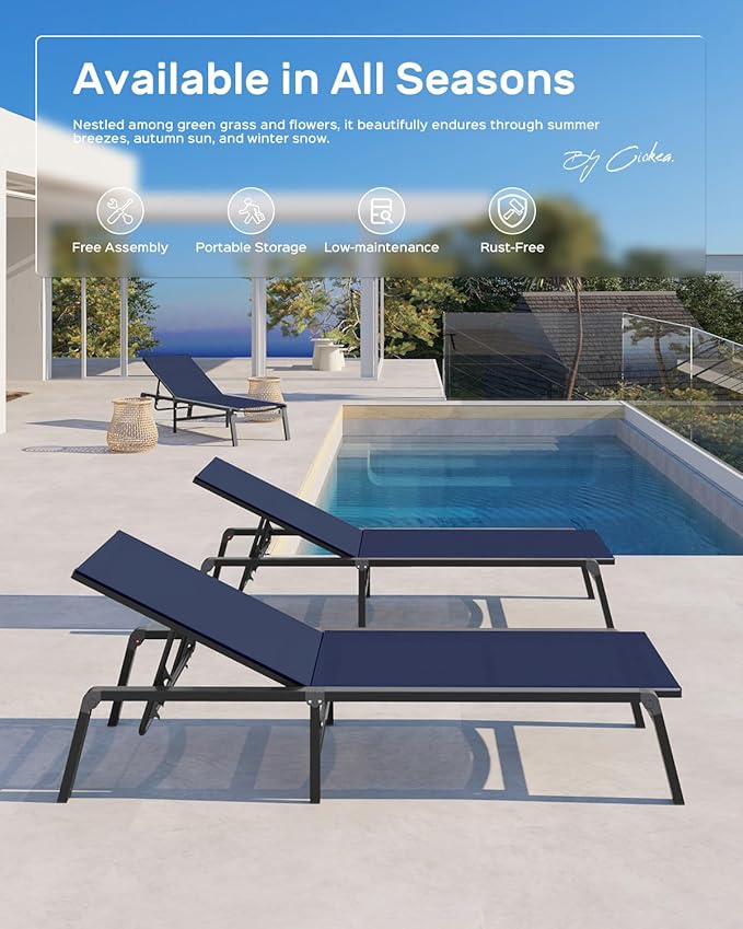 Ciokea Patio Chaise Lounge Chair, Foldable Lounge Chair - Image 7