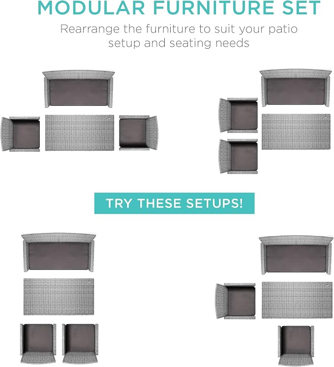 Best Choice Products 4-Piece Outdoor Wicker Patio Conversation Furniture Set - Image 2