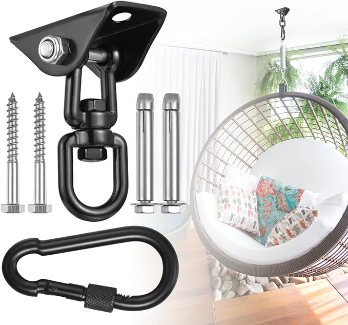 Hammock Hanging Kit, Hanging Chair Hardware 360°Rotating 1200 lb Capacity by JACNITAD