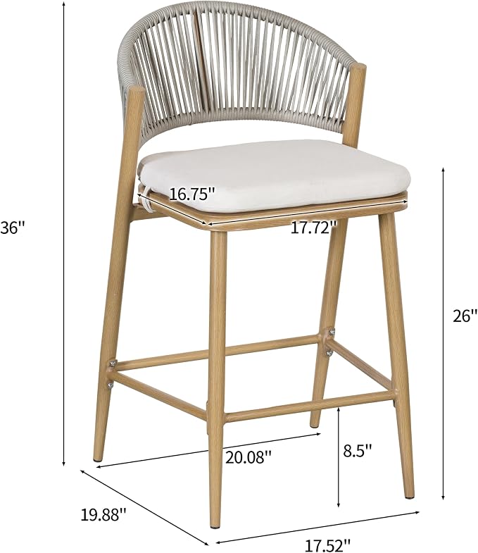 Christopher Knight Home Hearth 26.00" Patio Barstools Set of 2, Woven Wicker - Image 2