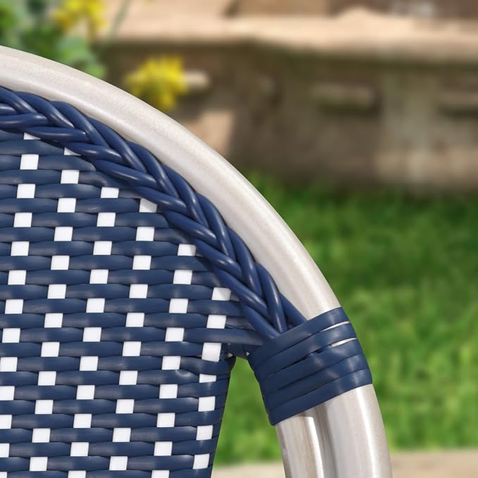 PURPLE LEAF Outdoor Dining Chair Set of 4 Aluminum Frame Wicker Rattan Chairs - Image 3