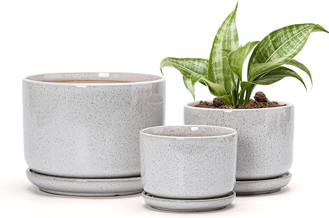 Ton Sin Plant Pots, 4.1+5.1+6.5 inch, Ceramic Planters by TonSin