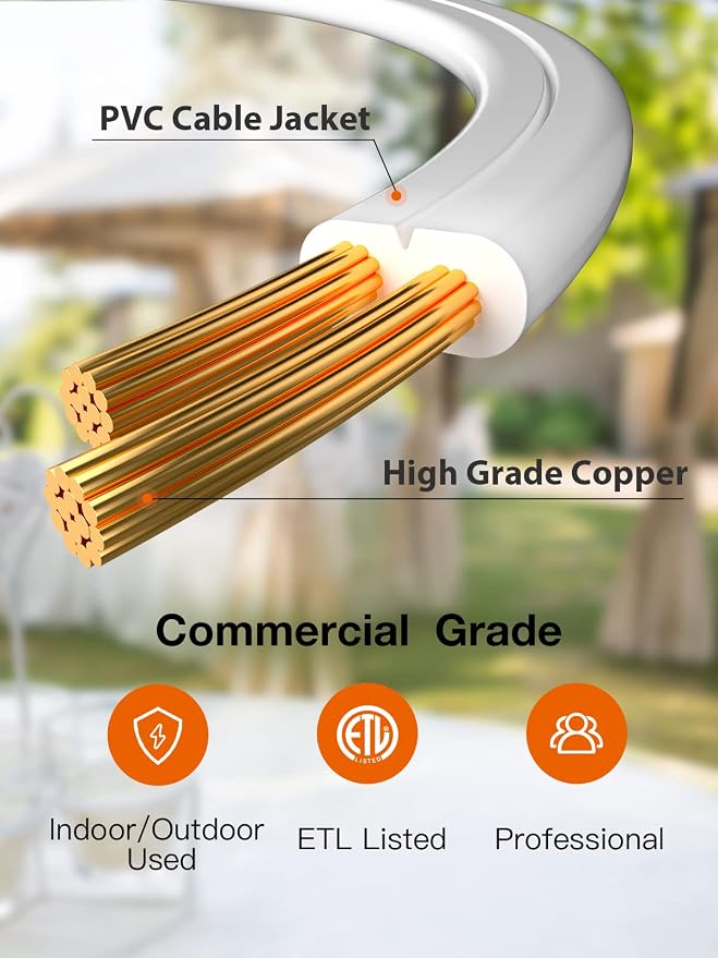 addlon 96FT Outdoor String Lights White Commercial Grade Weatherproof Strand - Image 4