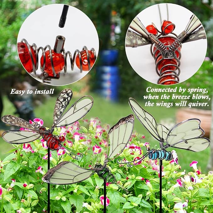 Juegoal 20 Inch Butterfly Garden Stakes Decor, Dragonfly Stakes, Hummingbird - Image 3
