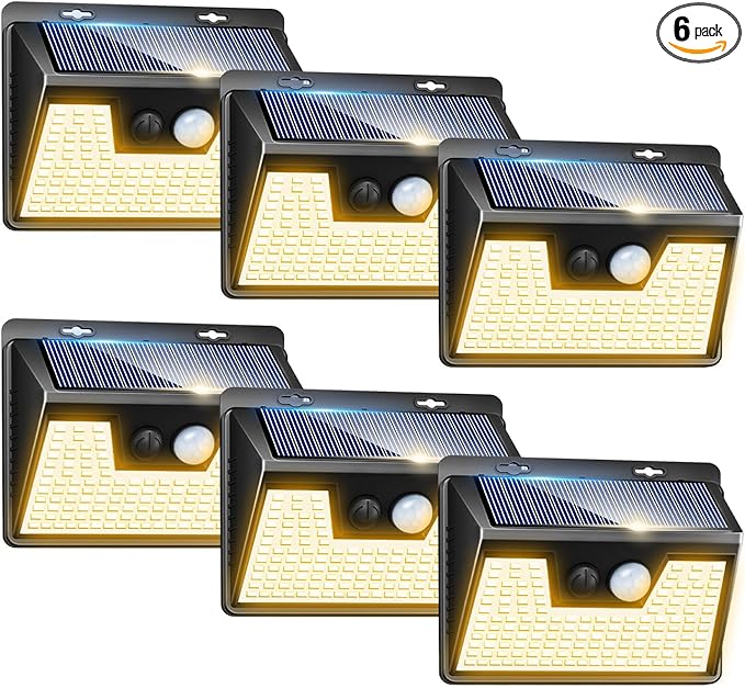 Peasur Solar Lights Outdoor Waterproof, Warm White Motion Sensor Lights Dusk to by Peasur