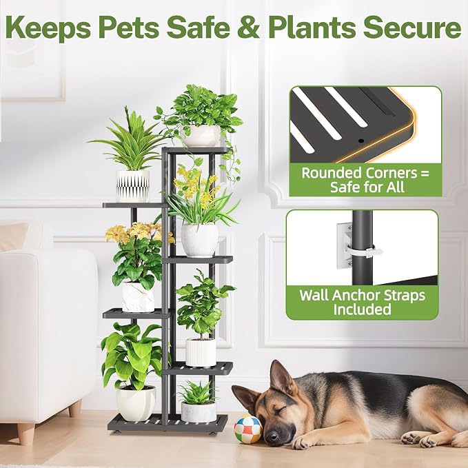 iDavosic.ly Plant Stand with Grow Light Indoor Outdoor, 5-Tier Tall Metal - Image 8
