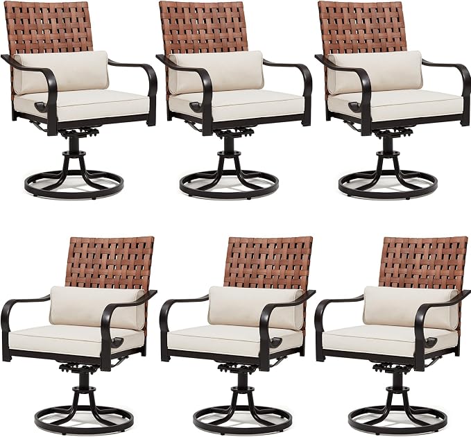 MELLCOM Patio Swivel Chair Set of 6, Outdoor Dining Chairs by MELLCOM