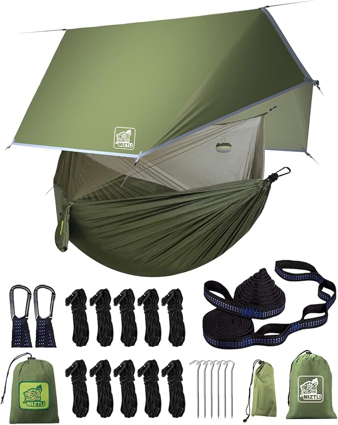 Miztli Camping Hammock with Net and Rain Fly, Portable Lightweight Outdoor by MIZTLI