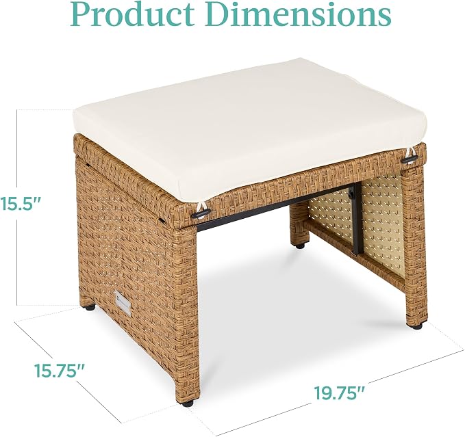 Best Choice Products Set of 2 Wicker Ottomans, Additional Seating, Side Table - Image 7