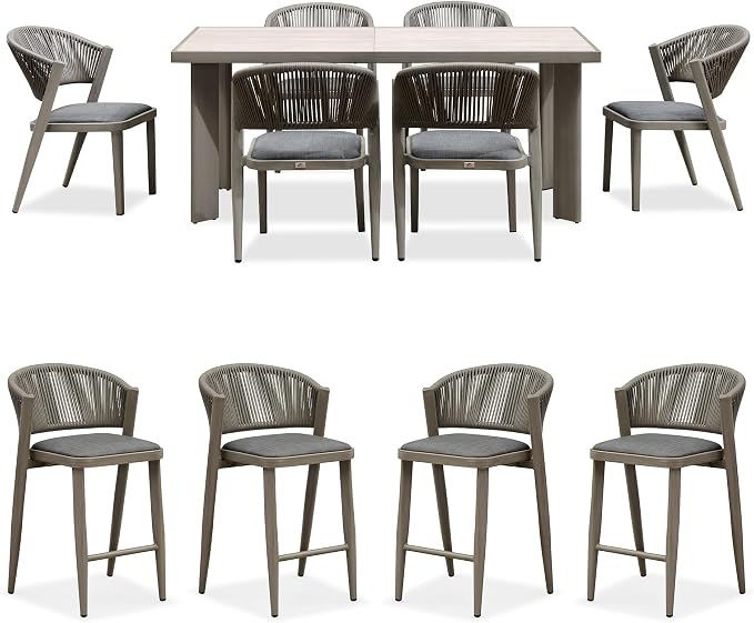 PURPLE LEAF 7-Piece Patio Dining Set Outdoor Furniture Rectangular Table and by PURPLELEAF