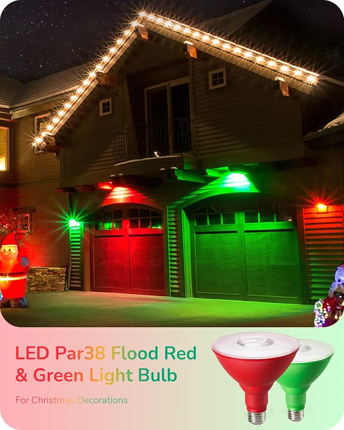 EDISHINE St.Patrick's Day/Easter Decorations PAR38 Red & Green LED Flood Light - Image 3