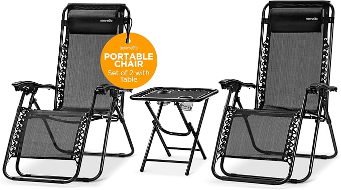 SereneLife Outdoor Zero Gravity Lounge Chair Set by SereneLife