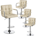 Yaheetech Bar Stools Set of 4, PU Leather Adjustable Swivel Barstools, by Yaheetech