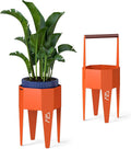 Planter with Stand, Metal 2 in 1 Portable Planter with Grow Bags & Handle by SculptingLightGarden