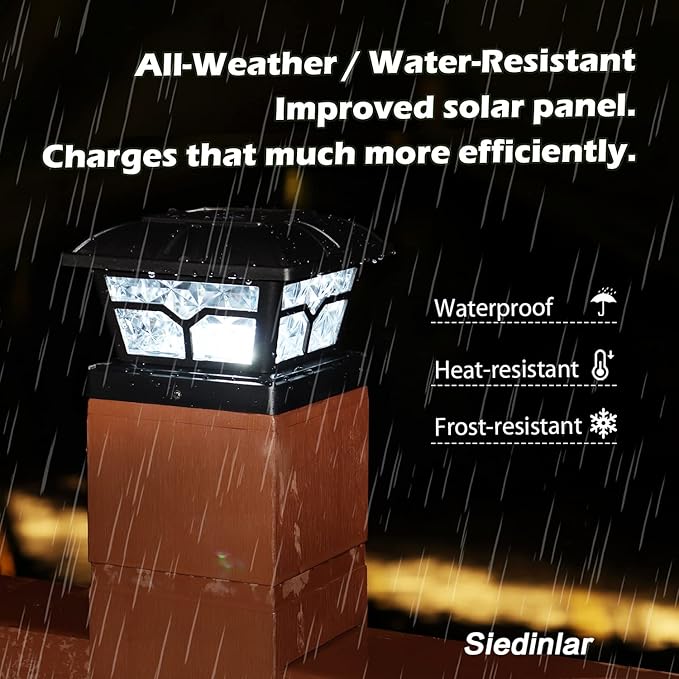 SIEDiNLAR Solar Post Cap Lights Outdoor 2 Color Modes 8 LEDs - Image 5
