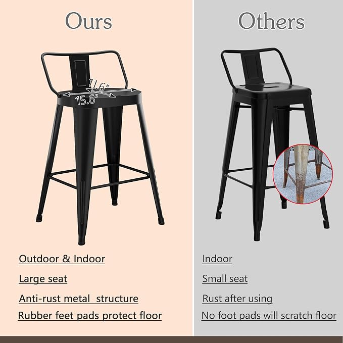 Alunaune 30inch Outdoor Metal Bar Stools Set of 4 Patio Stool Counter Height - Image 7
