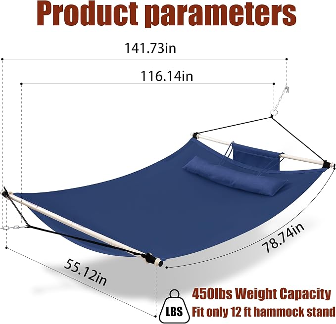 TegerDeger Anti-flip 12FT Hammock Large Hammock 450LB Capacity - Image 6