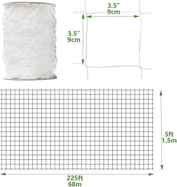 Nylon Trellis Netting Roll 5 x 225 ft, 3.5 Inch Soft Mesh, Heavy Duty - Image 2