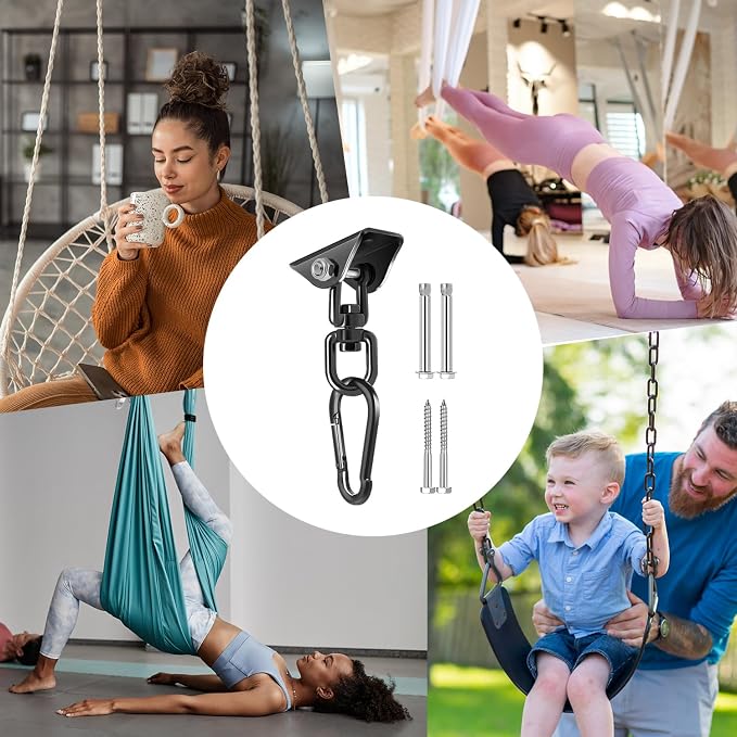 Hammock Hanging Kit, 360° Rotating Heavy Duty Swing Chair Hook 1200 lbs Capacity - Image 6